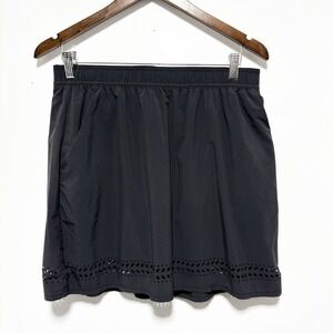 Toad Co Skirt Womens L Black Nylon Stretch Attached Shorts Elastic Waist Pull On